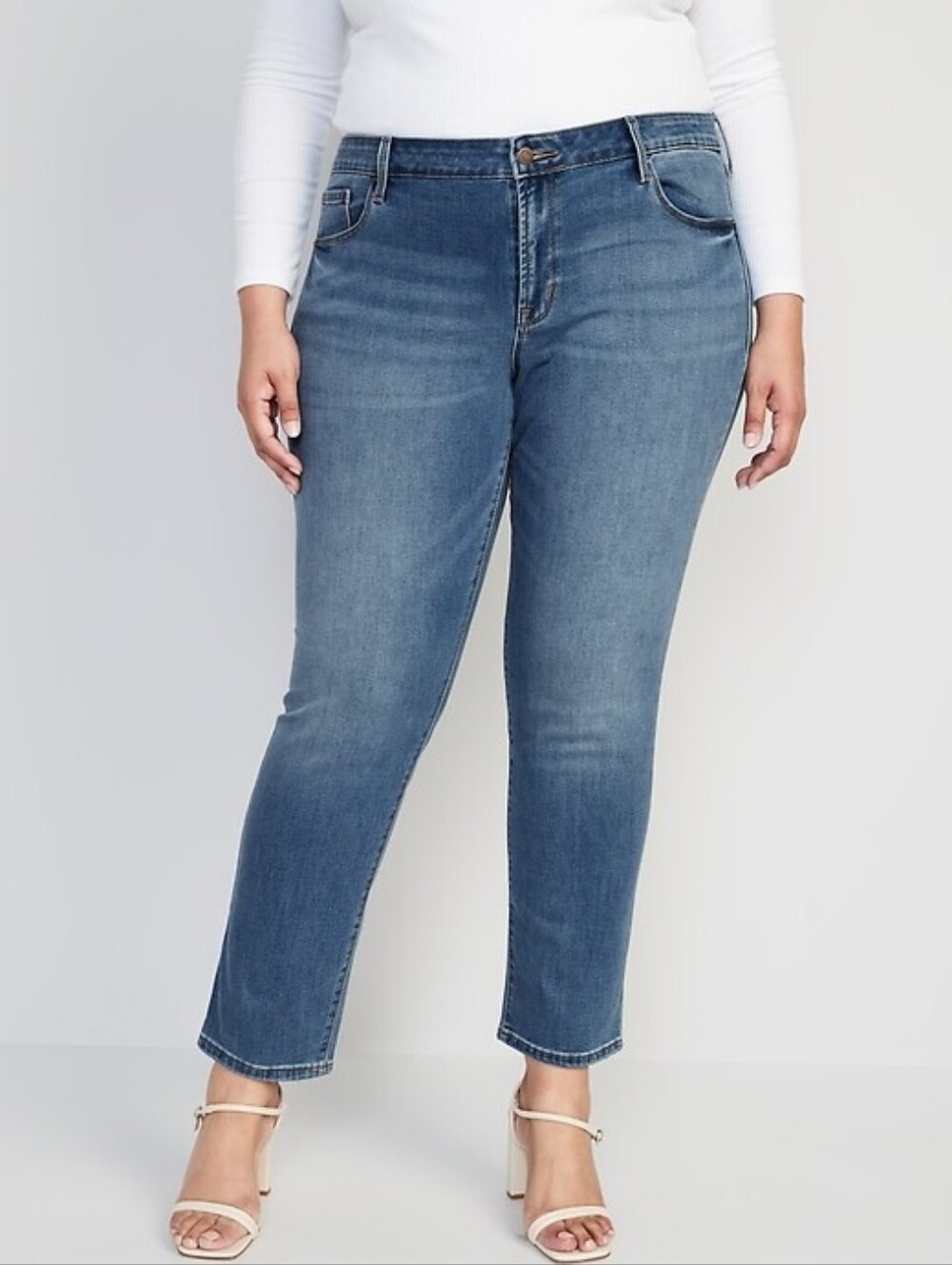 New With Tags Size 28 Mid-Rise Power Slim Straight Blue Jeans